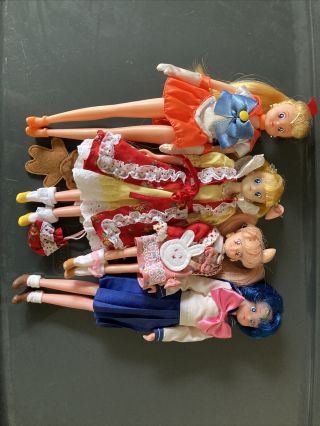 Vintage Sailor Moon Loose Doll Set Of 4 - Sailor Venus,  Ami,  Usagi,  Chibiusa