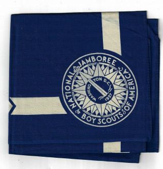 1937 National Boy Scout Jamboree Blue Neckerchief Full Square [ht217]