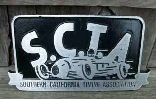 Scta Southern California Timing Cast Metal Hot Rod Car Club Plaque License Plate