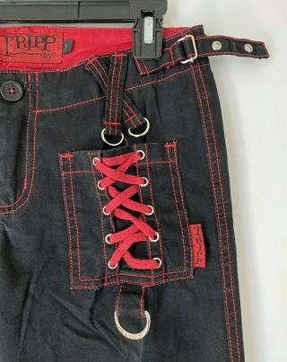 Vtg Tripp NYC Womens Size 1 Red Black Pants Punk Rock lace up goth emo 2