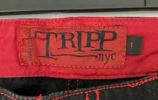Vtg Tripp NYC Womens Size 1 Red Black Pants Punk Rock lace up goth emo 3