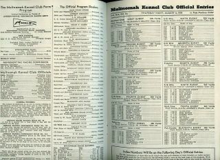 MULTNOMAH KENNEL CLUB 20 - page Dog Racing Program PORTLAND Oregon Aug.  2,  1939 3