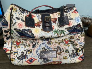 Disney Cruise Line Dcl Dooney And Bourke Sketch Tote Purse Mickey Minnie Donald