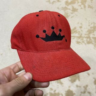 Vintage Rare 90’s Adjustable Red Stussy King Size Crown Snapback Hat Made In Usa