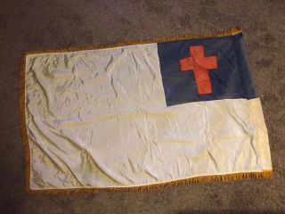 Ww2 Antique Christian Red Cross Flag Gold Fringe 59”x 36”