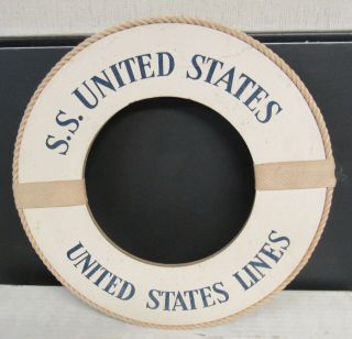 Vintage S.  S.  United States Lines Life Preserver Cabin Decoration Rare