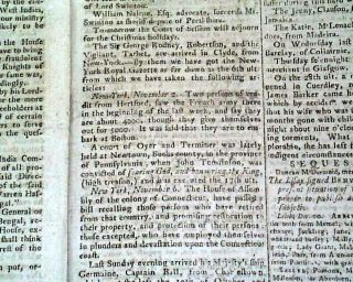 Rare Revolutionary War Closing Events Post Corwallis Surrender 1782 Newspaper