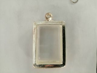 For Somdej Case Thai Amulet Silver Solid Type Rectangle 4.  8x3.  7C.  m 3