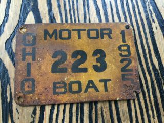 Vintage 1925 Ohio Motor Boat License Plate 223