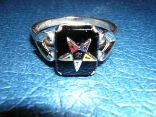 Black Onyx Ring 10k Gold Filled 4 5 6 Mason Order Eastern Star Ladies Vintage