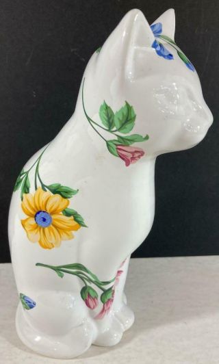 Tiffany & Co.  Porcelain Cat Figurine With Floral Designs