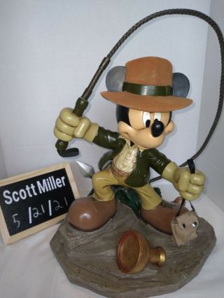 Disney Parks Mickey Mouse As Indiana Jones Big Medium Figure Resin Nib