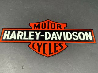 Vintage Harley - Davidson Motorcycle 12 " Advertising Metal Die - Cut Gas & Oil Sign