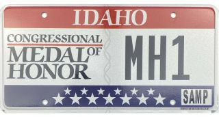 Idaho Medal Of Honor License Plate Sample Gem