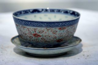 Antique Chinese Porcelain Rice Bowl W Dragon Plate Kangxi