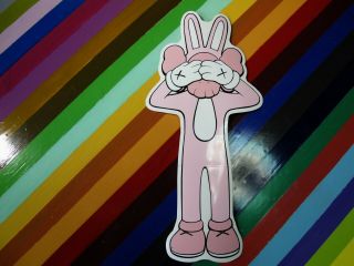 Vtg 2000s Kaws Graffiti Art Sticker Accomplice Pink Bunny Lg.