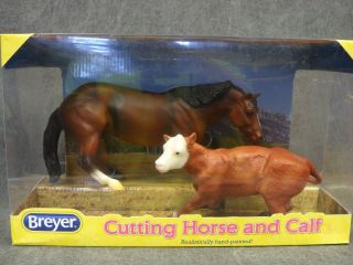 Breyer Cutting Horse & Calf 61091 Western Rodeo Classic Model Horse 2