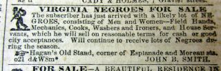 1857 Orleans Louisiana Pre Civil War Newspaper Wth Negr0 Slaves Ads