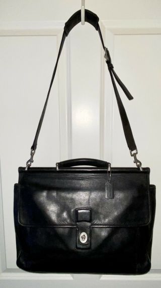 Coach Vintage Beekman Black Leather Briefcase Messenger Laptop Bag
