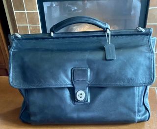 COACH Vintage Beekman Black Leather Briefcase Messenger Laptop Bag 3