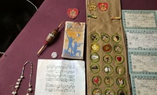 Boy Scout 1930s Eagle Sash with Cards,  Diary,  Patches - Camp Ta - La - Hi Wichita Kansas 2