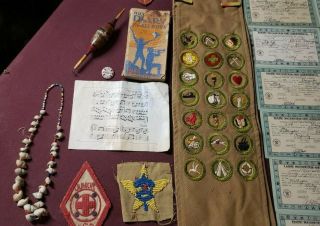 Boy Scout 1930s Eagle Sash with Cards,  Diary,  Patches - Camp Ta - La - Hi Wichita Kansas 3