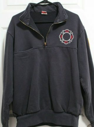 Vintage Union Line Fire Department York City Fdny 1/4 Zip 90s Sweatshirt Xl