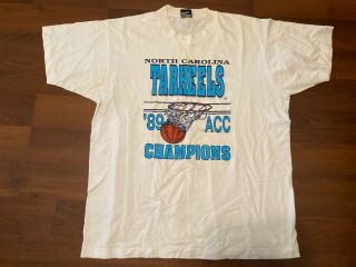 Vintage 1989 Unc Tar Heels Acc Basketball Tournament Champions T - Shirt