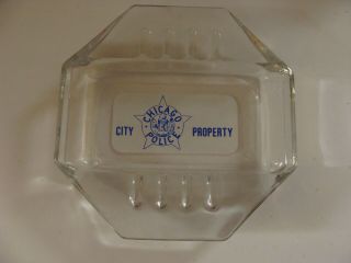 Vintage Chicago Police Department Glass Ashtray Cpd