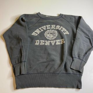 Vtg Champion Running Man Crewneck Sweater Denver University 50s