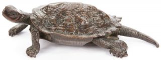 Antique Vintage Japanese Bronze Pond Turtle Okimono Statue Figure Japan Ishigame
