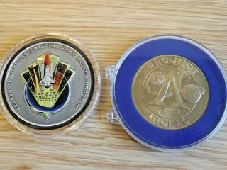 Nasa Apollo 11 Coin And Flown Metal Shuttle Legacy Coin