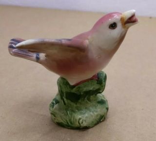 VINTAGE pink Bird Statue FIGURINE L & M INC HANDPAINTED JAPAN Collectible 3