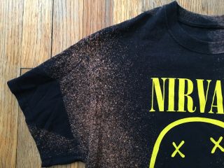 VTG Nirvana ‘Smiley Face’ Bleached Band Shirt,  Unisex,  Men’s Medium,  Grunge 2