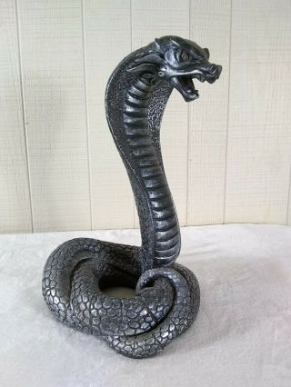 Vintage 1967 Universal Statuary Corp Cobra Snake Statue 422 Silver Finish Usa