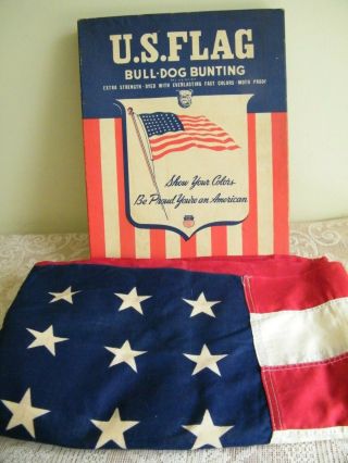Vintage Dettras Victory Bunting 48 Star U.  S.  American Flag 3 X 5 Bulldog Box