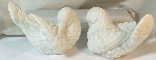 Pigeons Or Doves Love Birds Pair Snow White Alabaster Figurines Italy By Santini