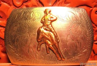 Vintage Cutting Horse Comstock Silversmiths Cuttin Reining Trophy Belt Buckle