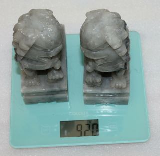 A 6.  7 " Chinese Soapstone Carved Foo Dogs Figurines