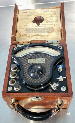 Vintage General Electric Wattmeter Type P3 Wood Case
