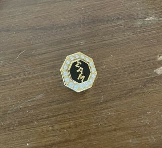 Sigma Alpha Mu Fraternity Pin - 10k Yellow Gold Badge Pearls Vintage Greek 2