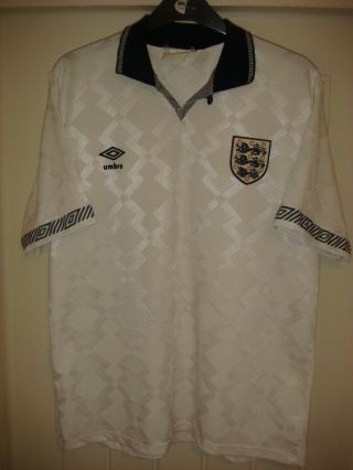 England Vintage Home 1990 Umbro Football Shirt - 1990/92 - Xl Adult - X68