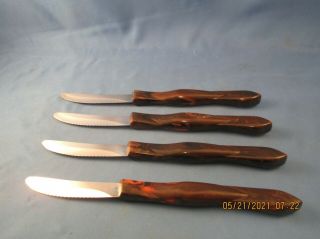 Vintage Set Of 4 Cutco 1759 D77 Table Knife Steak Knives Ox Blood Handles