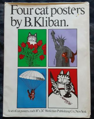 Four Cat Posters By B.  Kliban 18 X 24 Inches,  Never Hung Or Framed