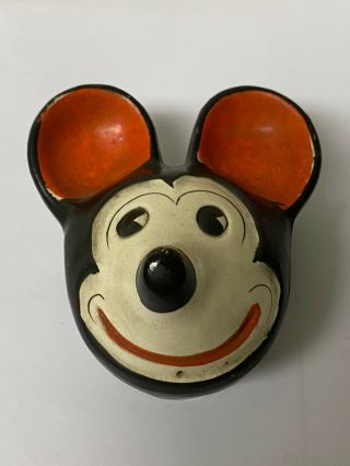 Vintage Mickey Mouse Bisque Porcelain Figural Head Lidded Dish Japan C.  1930