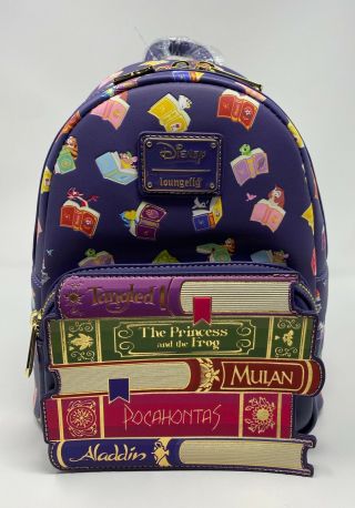 Nwt Loungefly X Disney Princess Books Mini Backpack Bag Charm In Hand