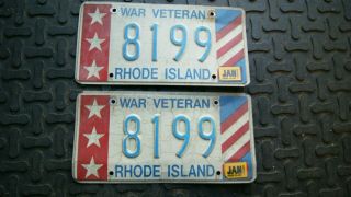 War Veteran License Plate State Of Rhode Island