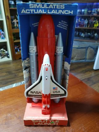 Vintage Nasa Space Shuttle Launch Toy Processed Plastic Company With Poster