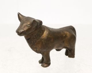 Antique Vintage Indian Cast Bronze Bull Figure Statue Animal Hindu Buddhist