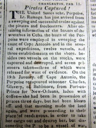 1822 headline newspaper the real PIRATES OF THE CARIBBEAN are CAPTURED 2